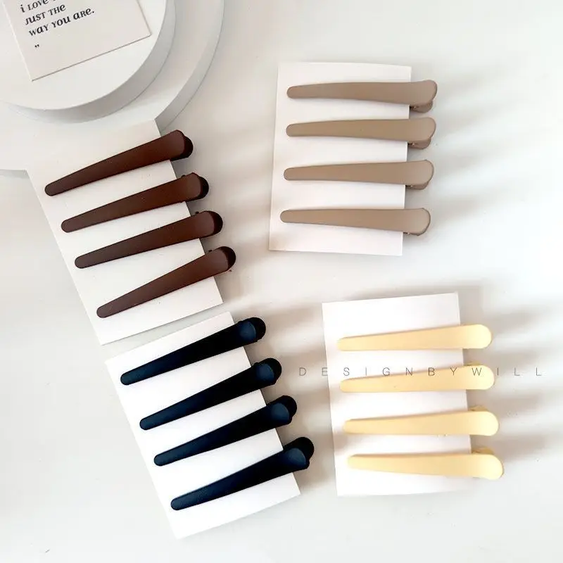 

4pcs Korean One-word Duck Bill Versatile Learning Clip Bangs One-wordexquisite Headgear Makeup Side Clip