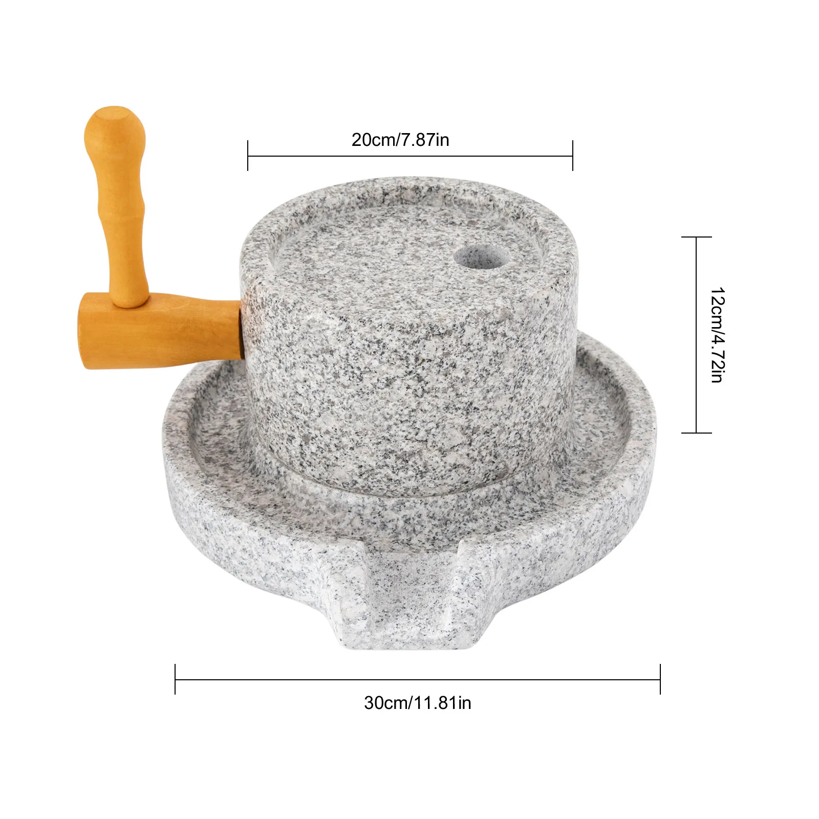 Stone Mill, Grain Mill, Manual Grain Grinder, Granite Millstone with 304 Stainless Steel Core, Hand Crank Mill for Wheat Corn