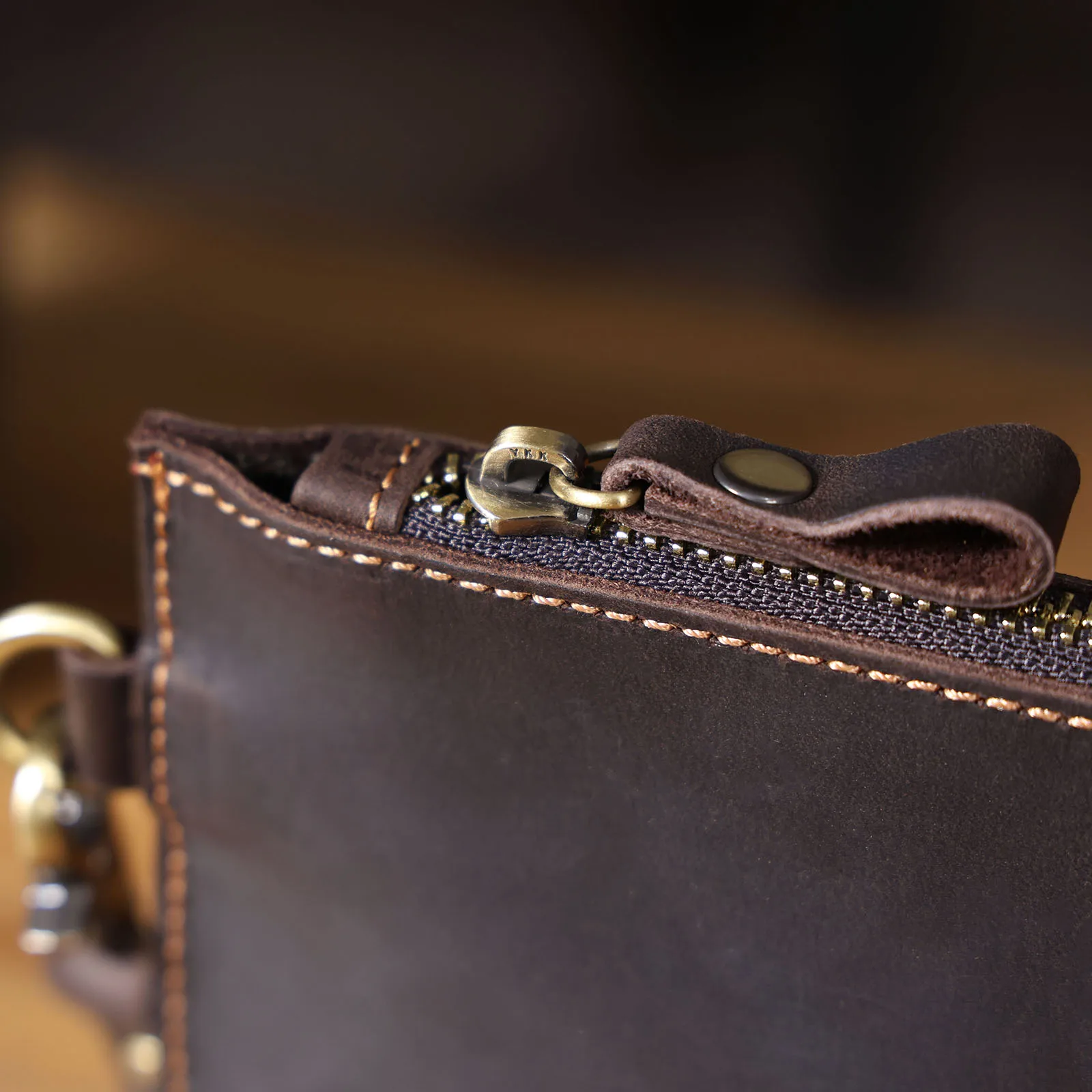 Vintage Echtleder Herren-Clutch-Tasche Lange Geldbörse für Männer Erstklassiges Leder Retro-Kartenhalter Handyhalter – Detail 12