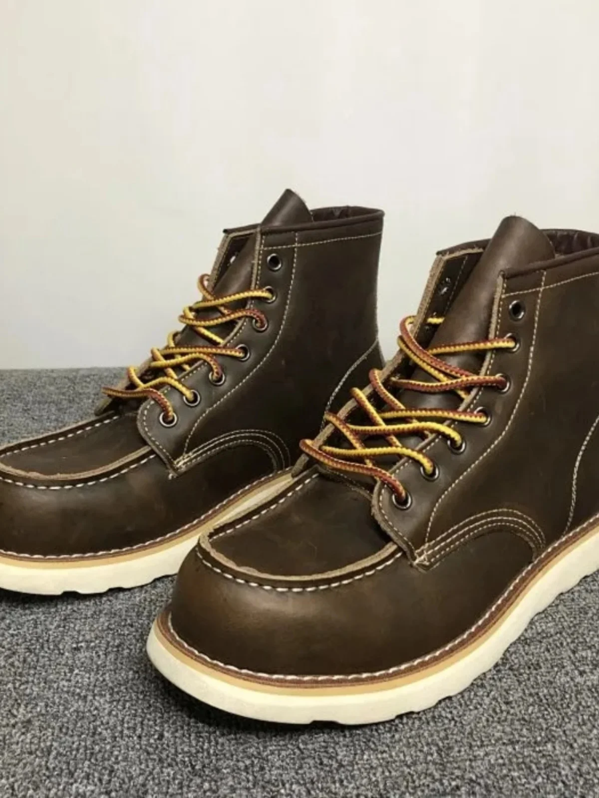 أحذية عمل جلدية أمريكية أصلية بطراز قديم، أحذية مارتن رجالية من جلد الحصان الحقيقي عالي الجودة للخريف والشتاء