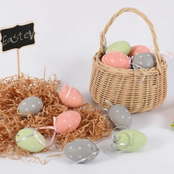 6pcs Colorful Plastic Easter Eggs Easter Tree Basket Egg Hanging Ornament Home Indoor Outdoor Decor Happy Easter Party Kids Gift