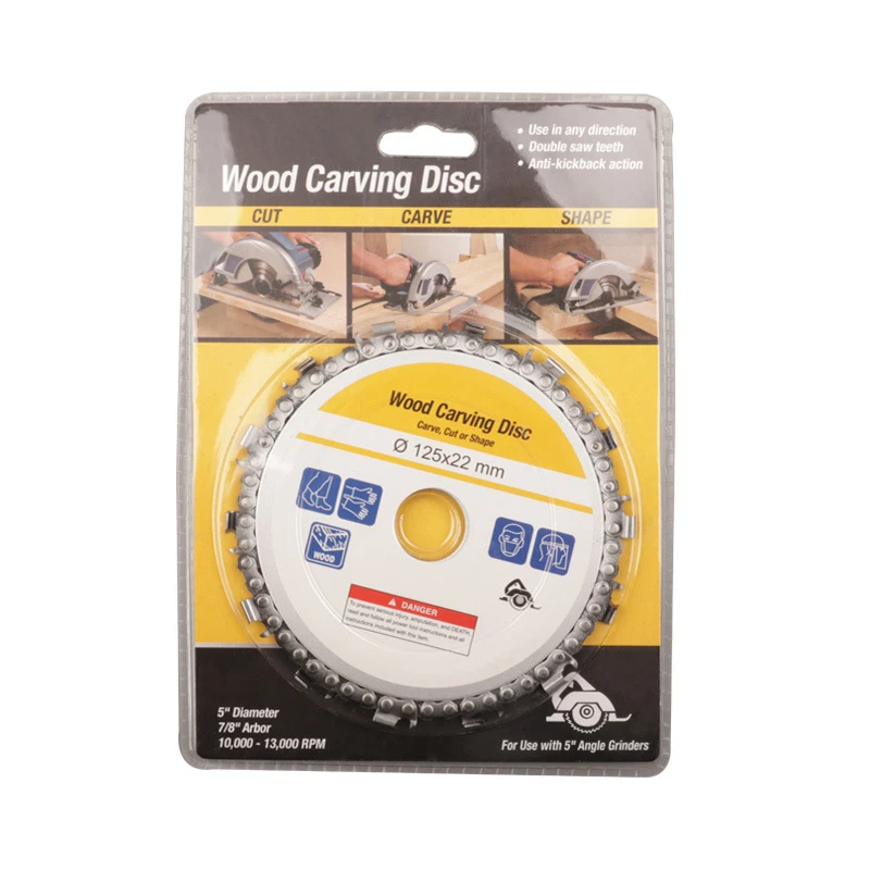 Eyech 5 Inch Chain Disc Wood Carving Disc Circular Saw Blade And Chain 22 Tooth Fine Shaping Disc For 100/115mm Angle Gr