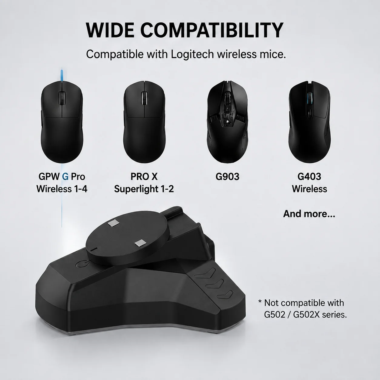 Charging dock suitable for Razer Naga Pro/Viper Ultimate/Basilisk Ultimate/Mice DeathAdder V2 Pro wireless mouse charging
