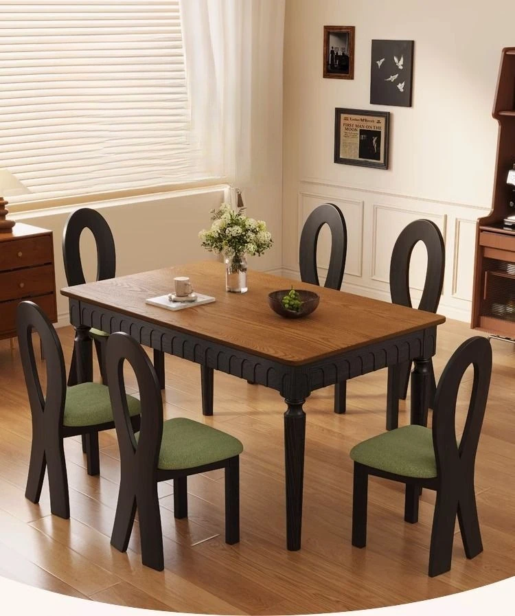 PYH all solid wood dining table light luxury home retro style dining table hotel creative dining table and chairs