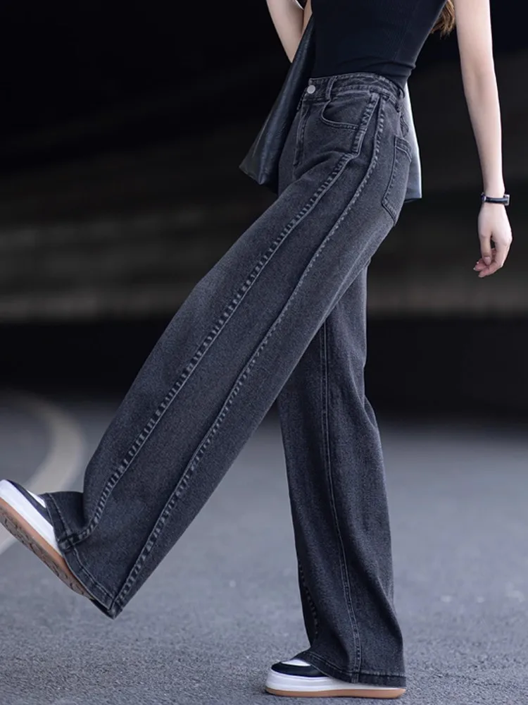 

Women's Fce Lined Thiened Straight Leg Jeans Wide Leg Pants High Waist Zipper Closure Comfortable Wear Winter Trousers