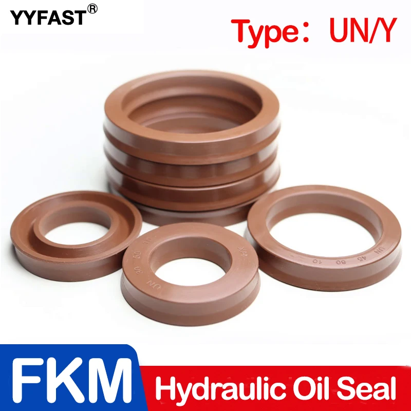 1Pcs,FKM UN/Y-Type,ID 44-70MM,Radial Shaft Hydraulic Seal (IDxODxTHK),Fluorine Rubber Shaft Piston Rod Single Lip U-Shaped Cup