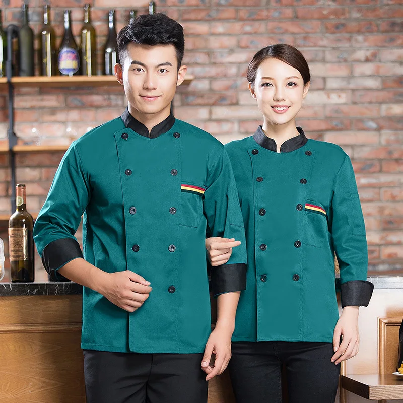 2023 Hot Selling Chef's Long Sleeve Jacket For Mens Hotel Restaurant Western Food Kitchen Cooker Work Uniforms Women's Chef Coat