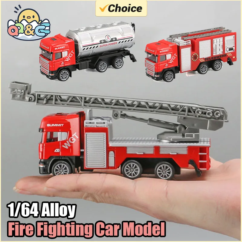 

1:64 Fire Fighting Alloy Children's Model Car Toy Model Friction Car City Fire Truck Toy for Kids Water Spray Function Xmas Gift