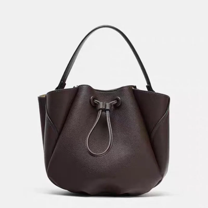 

Women's Drawstring Bucket Bag Solid Color Simple Ruched Handbag With Inner New Casual Commuter Shoulder Crossbody Bag