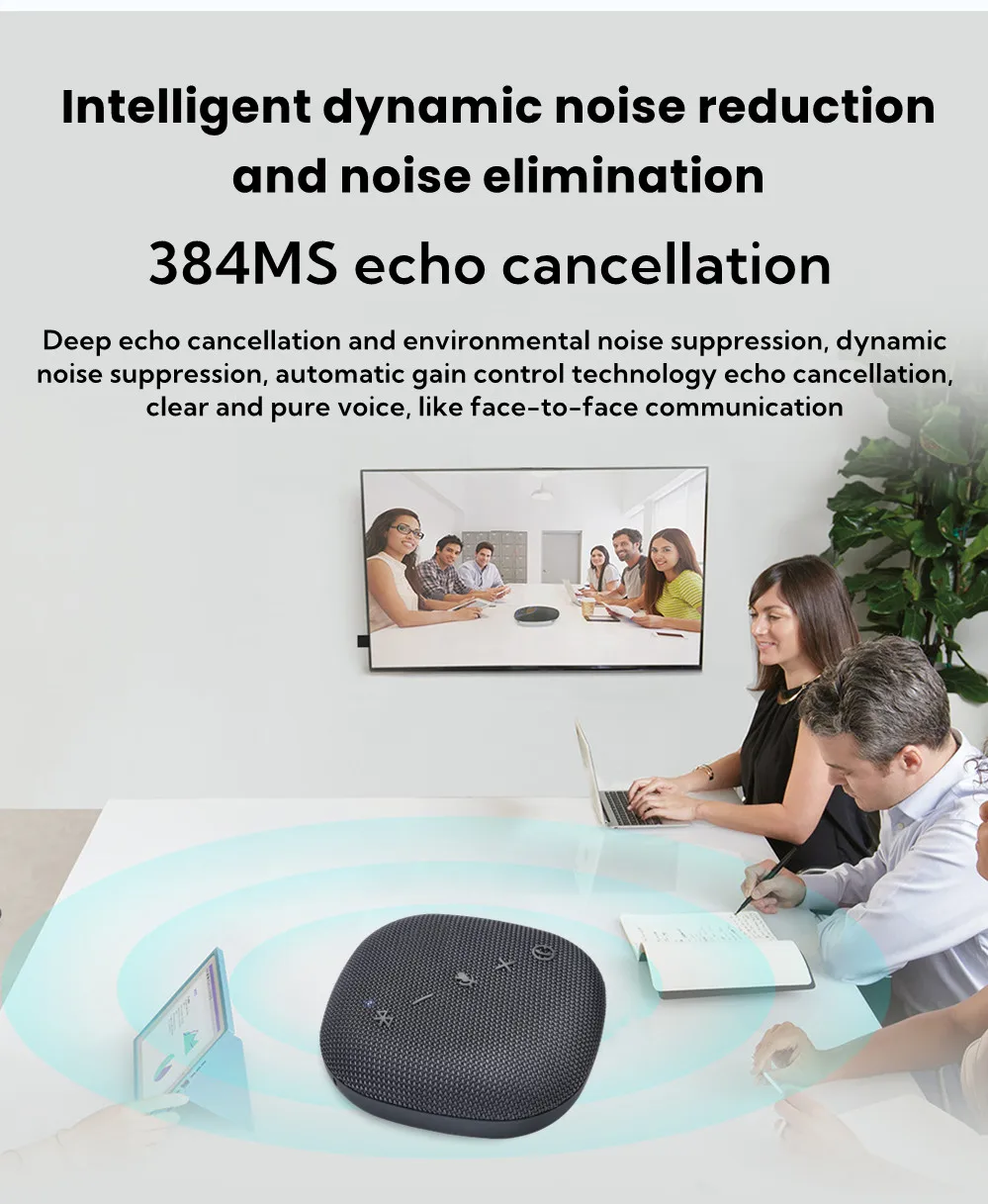 360 °   Omnidirectionele microfoon 5M radius pick-up Draadloze conferentieluidspreker USB Bluetooth-microfoon voor conferentievergadering