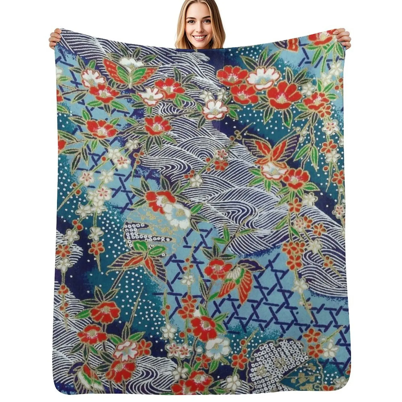 Japanese River Throw Blanket for winter Decoratives Warm Hairy Hair Decorative Sofas Blankets