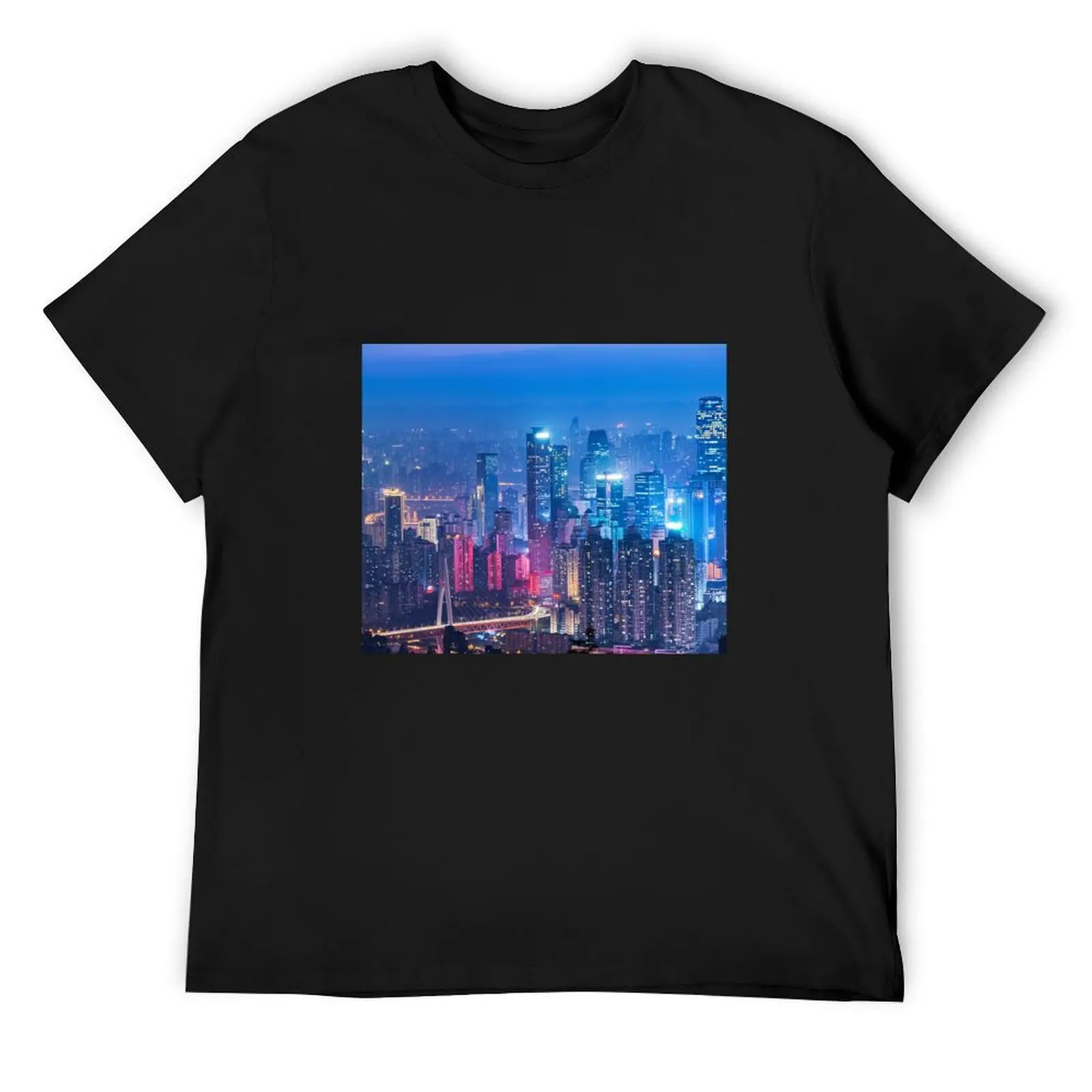 

Beautiful Panoramic Night City Scenery View T-Shirt quick-drying vintage graphic tee plus size men clothing