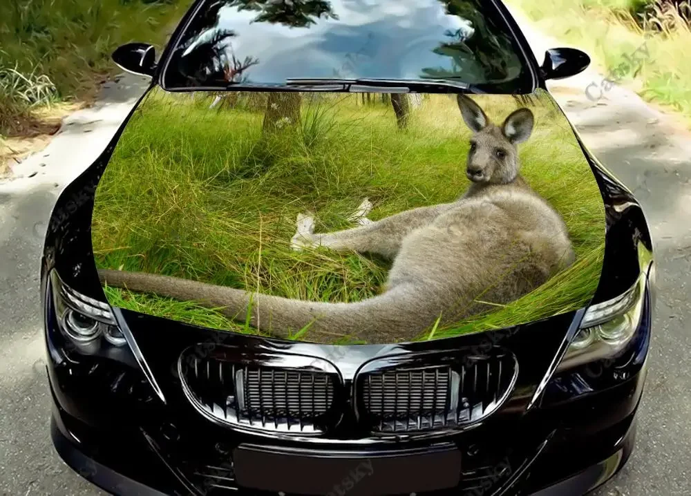 

Animal kangaroo car Hood Vinyl Stickers Wrap Vinyl Film Engine Cover Decals Sticker on Car Auto Accessories