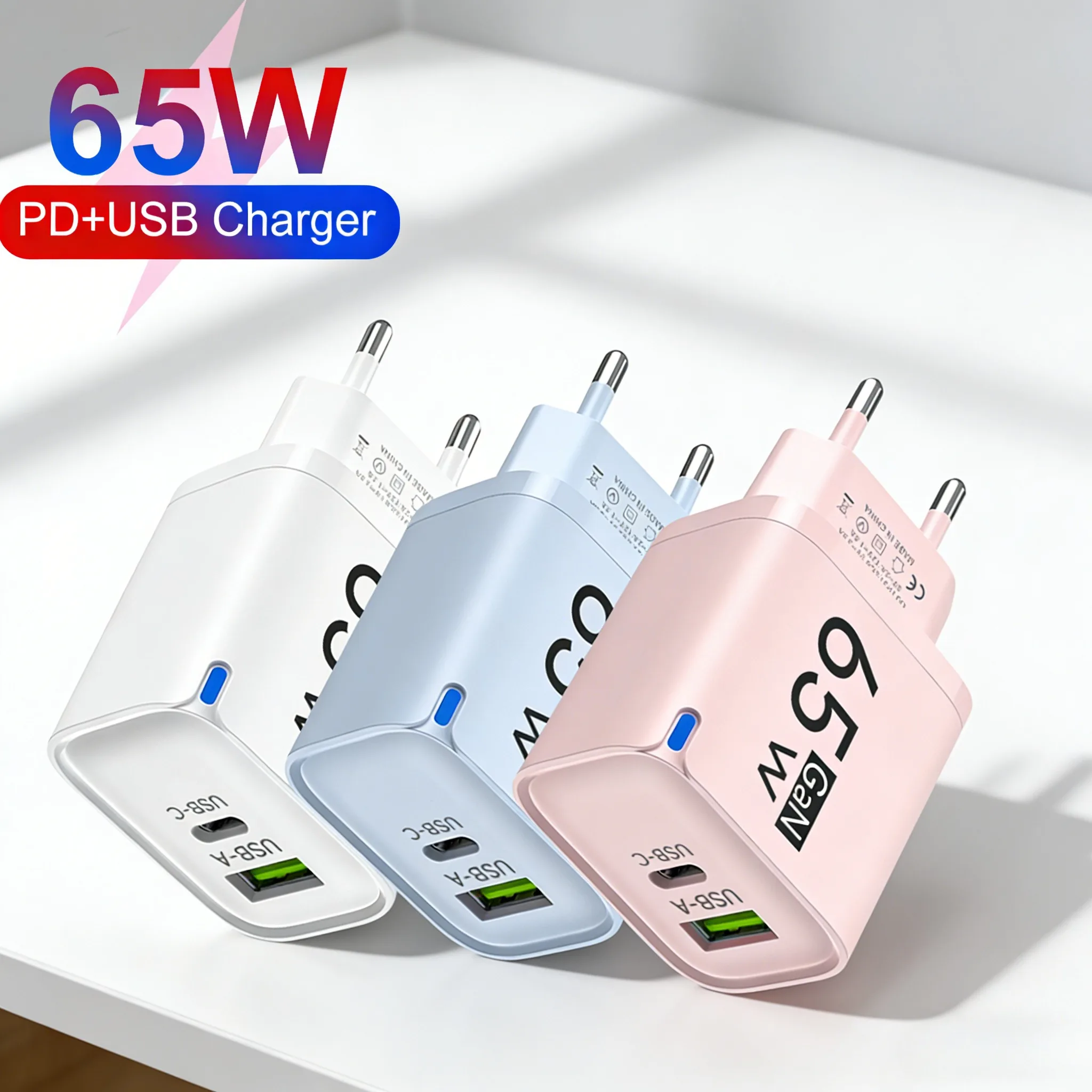 65W Type C USB GaN Fast Charging Charger For iPhone Honor Xiaomi Huawei Samsung Oneplus Quick Charge Mobile Phone Wall Adapter