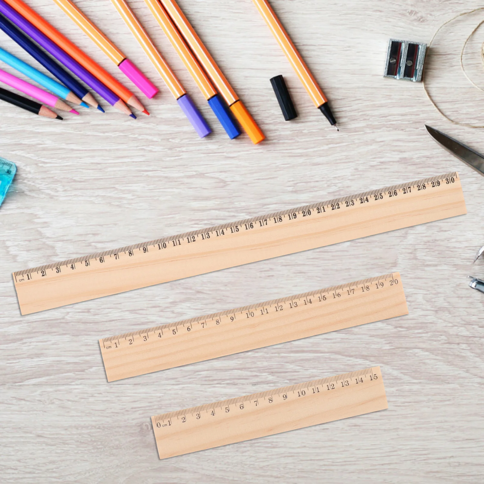 9pcs Wooden Rulers Set 12 Inch Wood Straight Ruler For Drawing Measuring Tools Artists Architects Engineers Hardwood