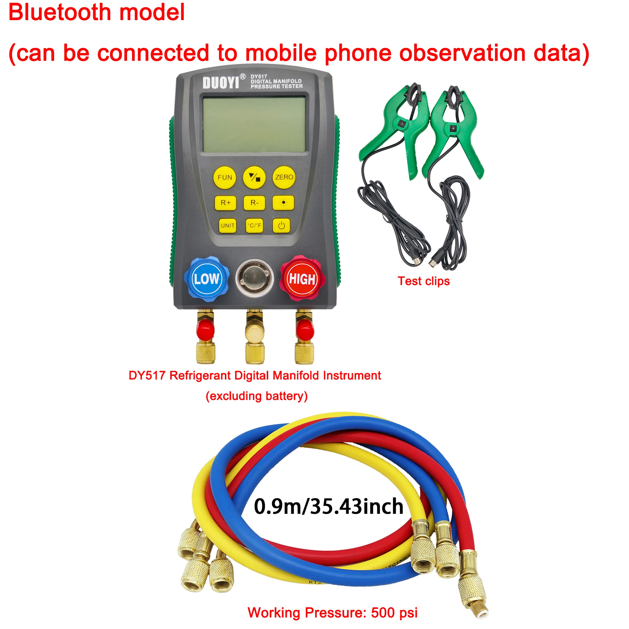 Digitale koelmanometer, temperatuurdetector voor airconditioning, multifunctionele toolkit voor vacuümdruktest - afbeelding 1