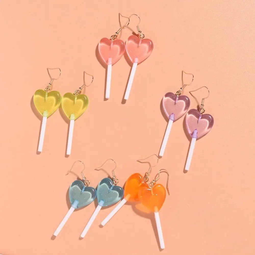 Unique Lollipop Earrings High Quality Candy Color Sweet Multicolor Candy Earring Light Weight Love Heart Earring
