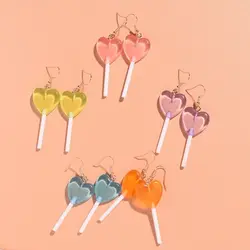 Unique Lollipop Earrings High Quality Candy Color Sweet Multicolor Candy Earring Light Weight Love Heart Earring