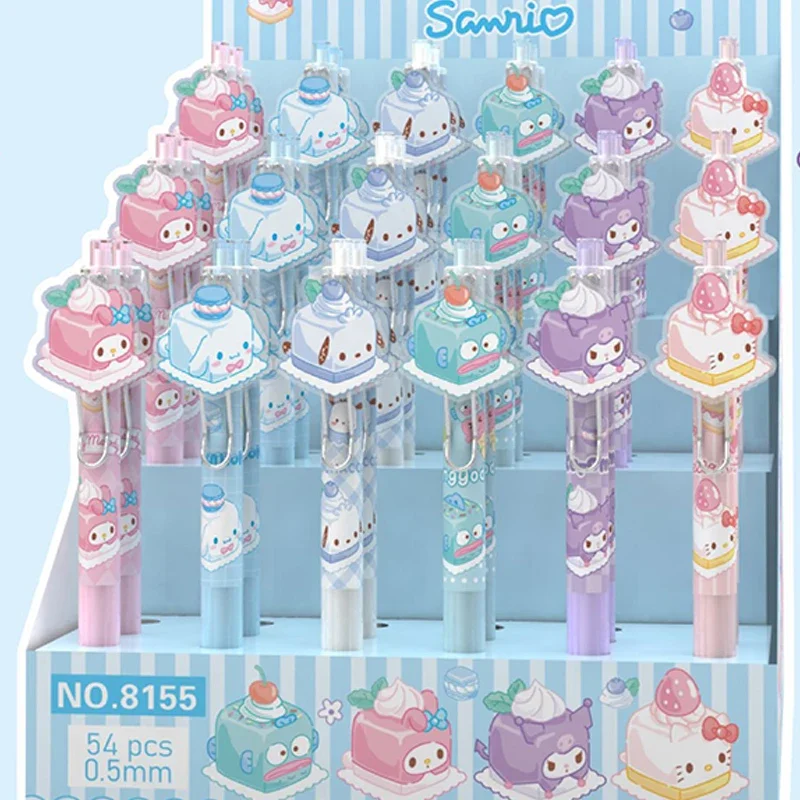 6Pcs Sanrio Cute 0.5mm Dessert Cake Party Acrylic Gel Pen Cinnamoroll Pochacco kuromi hangyodon Neutral Pen gift