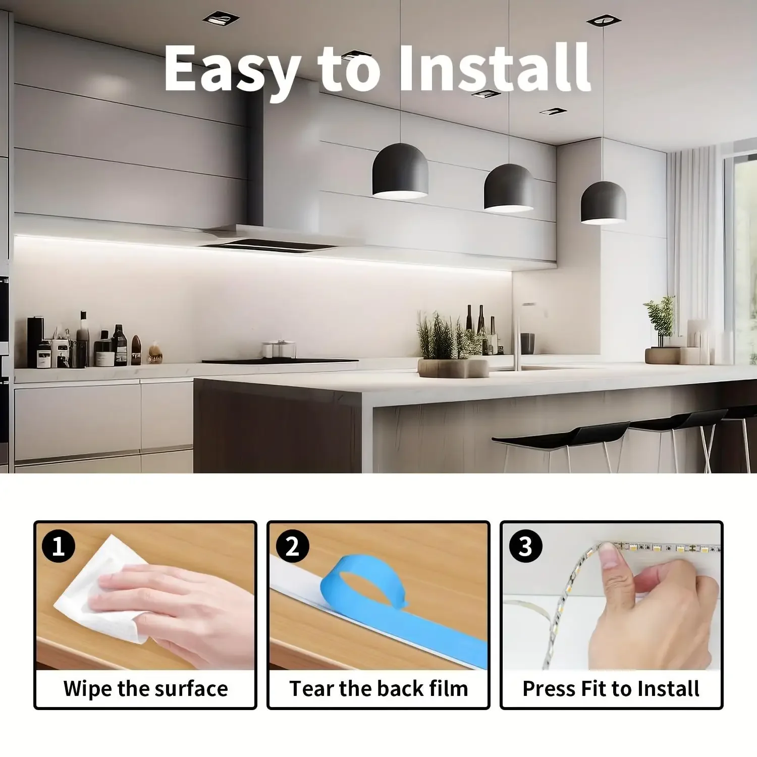 5V LED Lights Strip with Hand Sweep Sensor,Strong Adhesive,Flexible Tape Light for Mirror,Kitchen Cabinet,TV Background Lighting