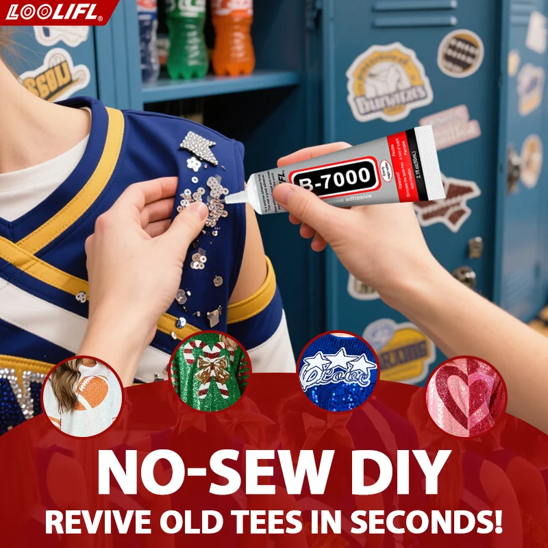 A nova super cola b7000 é transparente e instantaneamente seca, adequada para decoração de tecidos feitos à mão e reparação de itens, com operação simples.