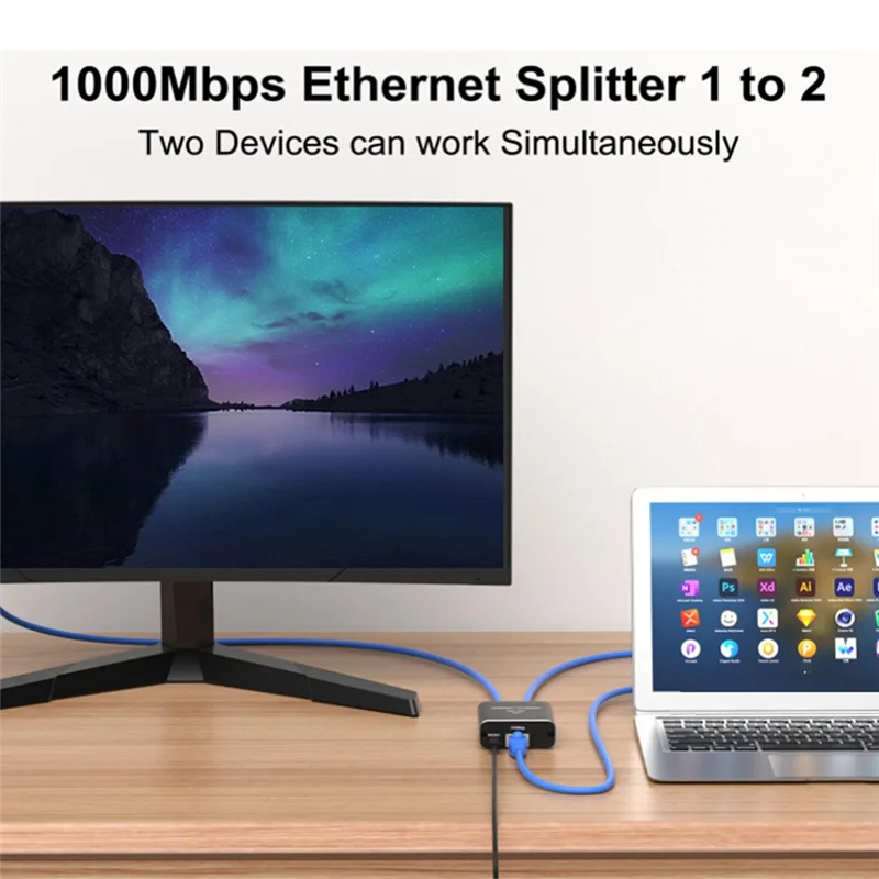 1000Mbps Netzwerk Splitter Ethernet Splitter Für 2 PC Laptop Netzwerk RJ45 Splitter 1 In 2 Out Gigabite Ethernet Splitter