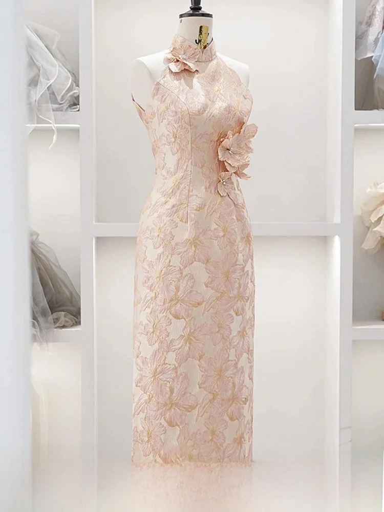 

Ele Pink Chinese Sle Wedding Dr Women's New Bride Morning oot Ceremony Ele Outfit High-End Feeling Wine Dr