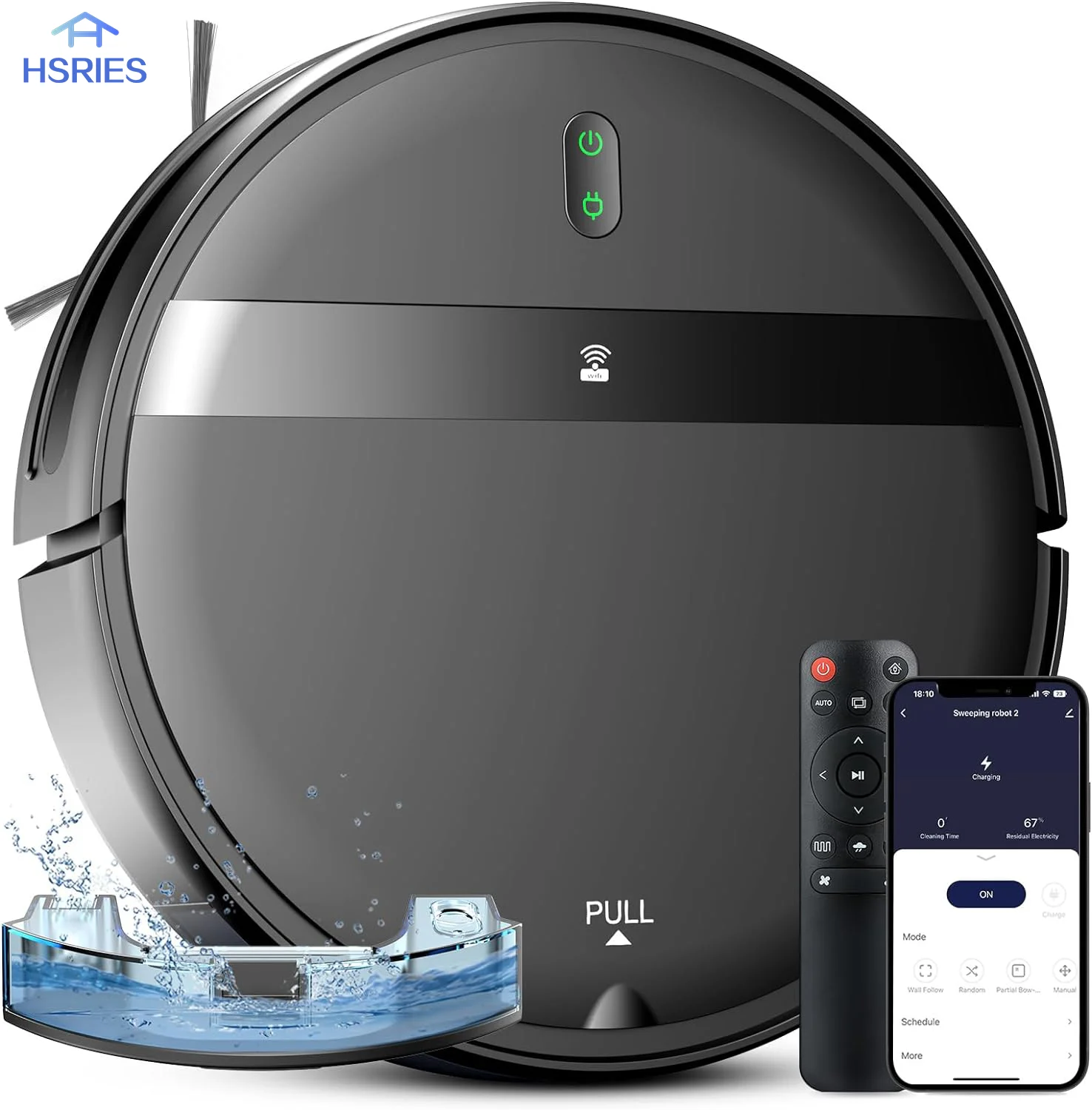 

HSRIES G20 Robotic Vacuum 6000Pa Auto-Charge/Vacuum-Mop 2-in-1 Programmable Cleaner Hardwood/Tile/Carpet Smart Cleaning System