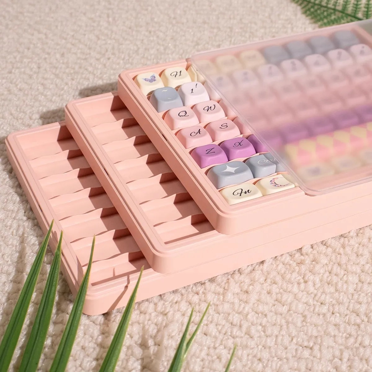 4 Color 3Layer Keycap Storage Case Dust Box Keycap Collection Keycaps Switches Storage Box Transparent Bag Keycaps Switch Cover