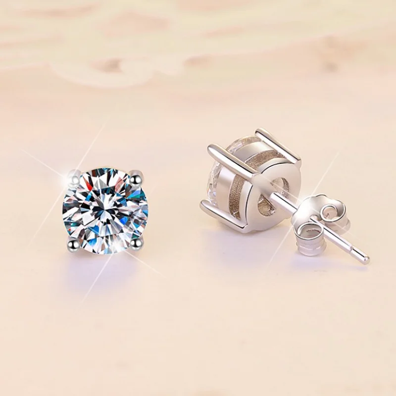 0.1-3CT Test Passed Moissanite Studs Earrings for Men Women S925 Silver Platinum Plated Bride Wedding Diamond Studs GRA