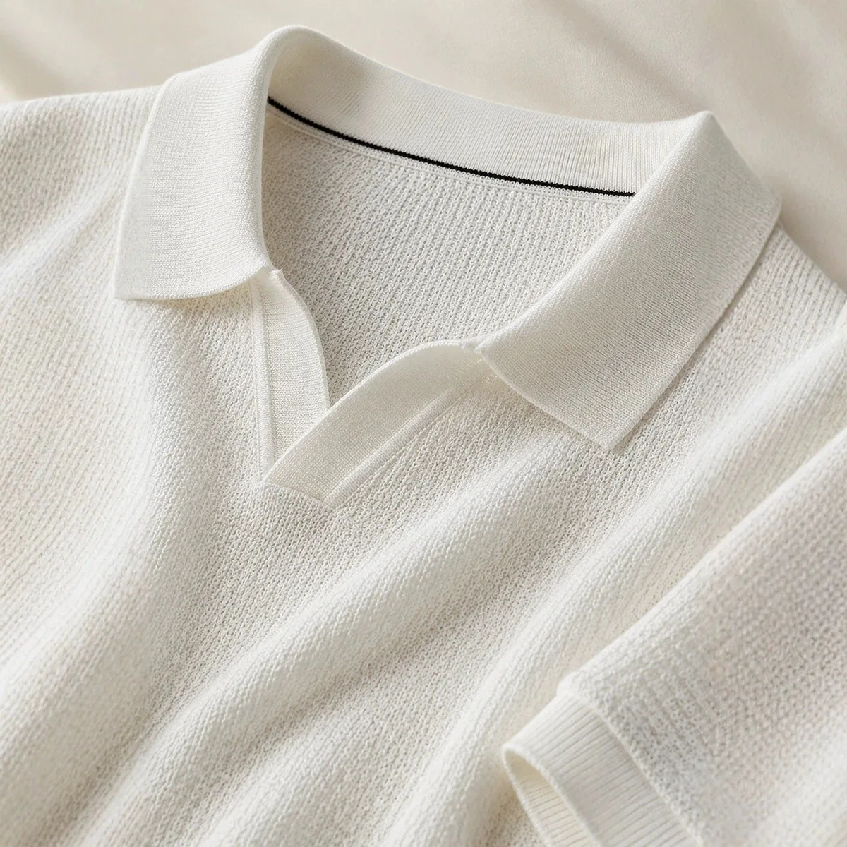 Men's Seagull Neck Short Sleeve 2026 Summer New Pullover Knitted Sweater Old Money Wind Lapel Short