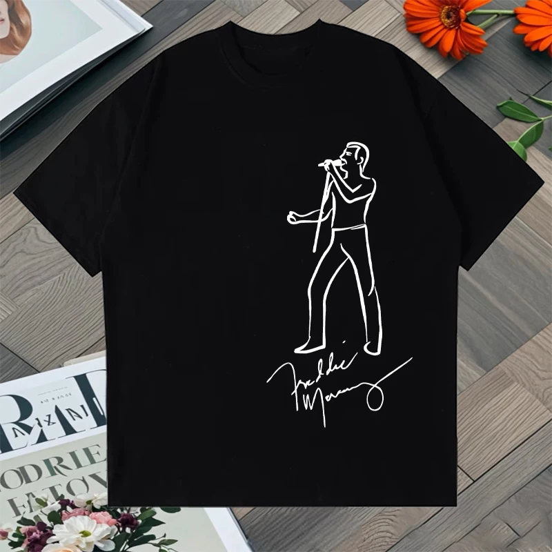 

Hot Selling Freddie Mercury Rock Band Oversized t-shirt 100% Cotton Unisex streetwear Round Neck Casual Style Men Women T shirt