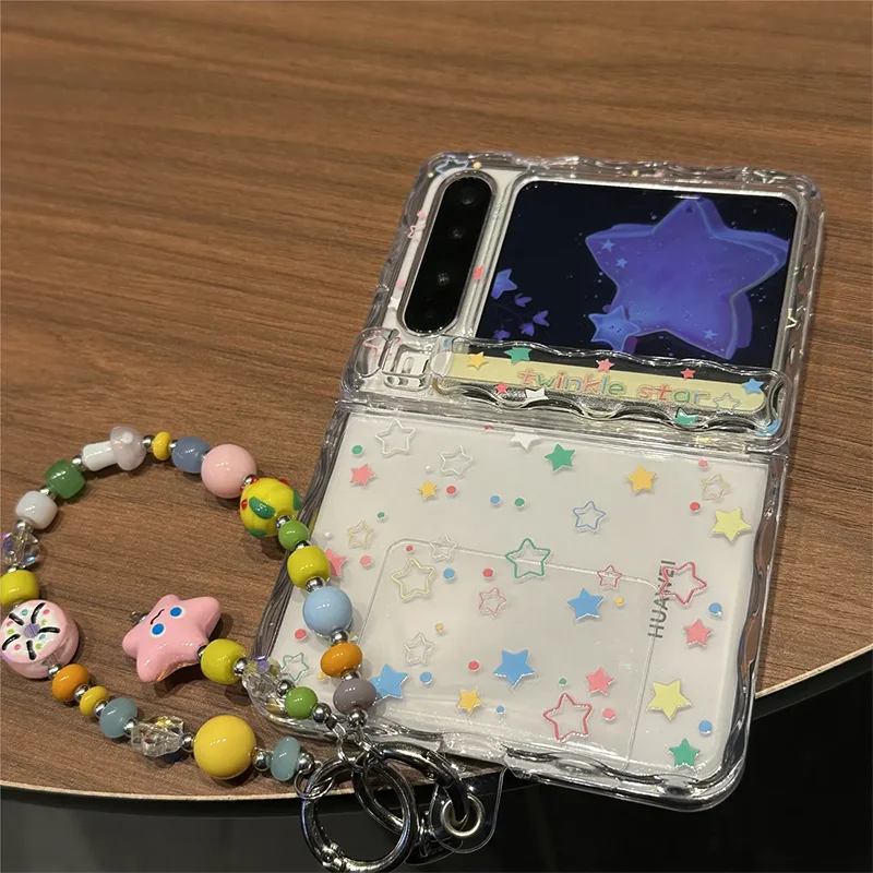 Z Flip 7 Case Cute Cartoon Colorful Star Clear Phone Case For Samsung Galaxy Z Flip7 Protective Cover Magnetic Hinge