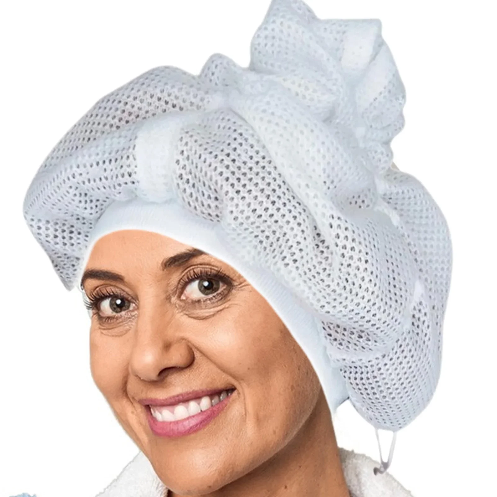 Bonnet de Plopping en filet pour sécher les cheveux bouclés avec cordon de serrage, grand Bonnet de douche réglable, Bonnet de Plopping en maille, accessoires de bain