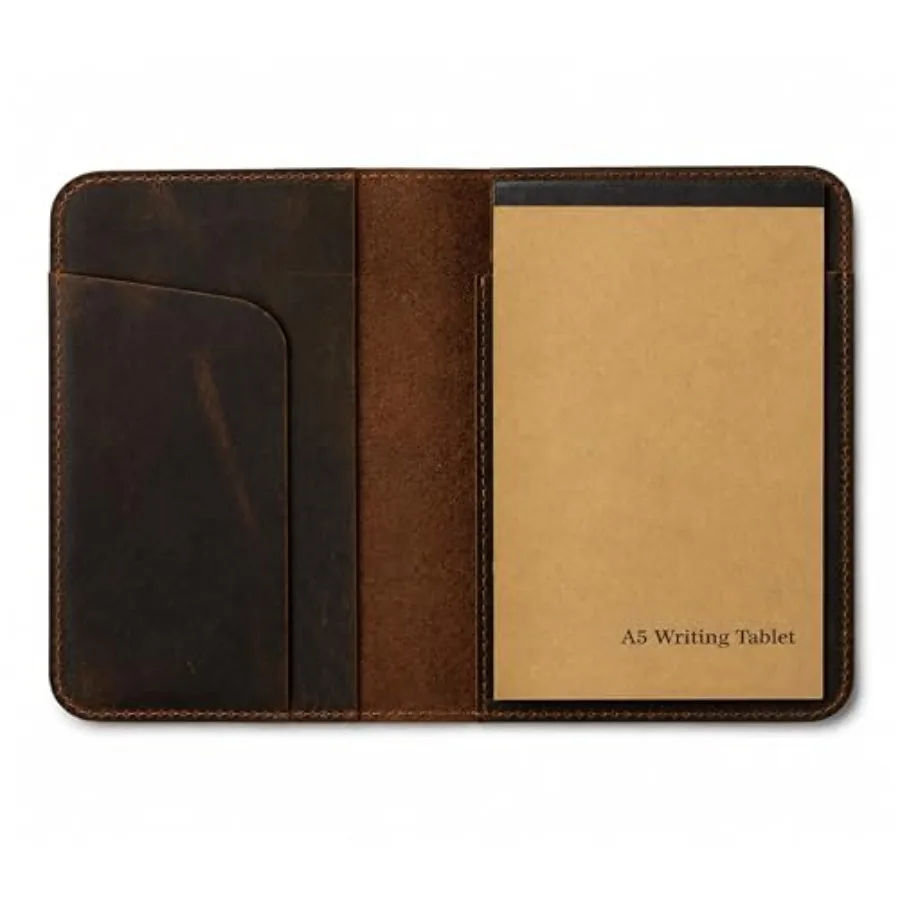 

TheAntiq Leather A5 Journal Top Bound Handmade Vintage Leather Notebook Cover with Pen Holder and Card Slots Refillable Travel