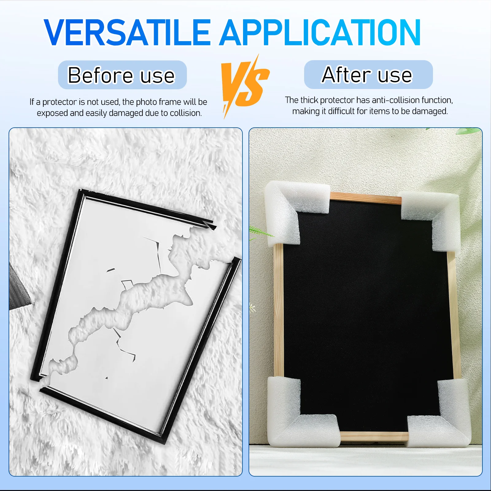 24 قطعة من واقيات زوايا إطار الصورة مرآة مثلثة EPE زوايا رغوة للشحن والتغليف المتحرك حافة العمل الفني الهش