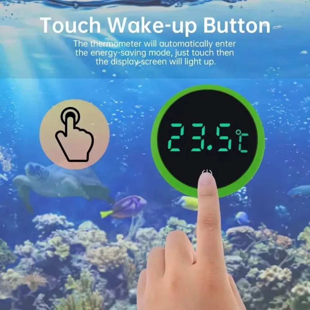 Self-Adhesive Digital Aquarium Thermometer LED Display Cordless Fish Tank Thermometer High Precision External