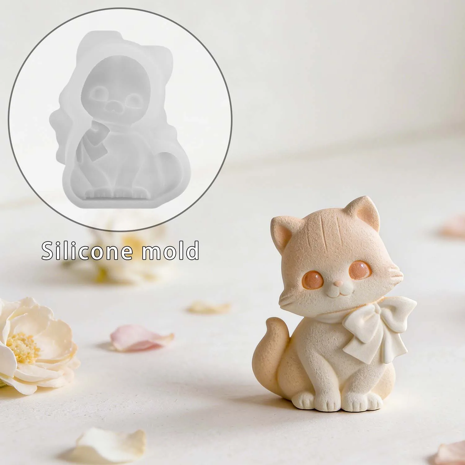 Happy And Fun Cat Mold DIY Craft for Making Cat，Shaped Candles ，Plaster Diffusers ， Suitable for, Plaster Crafts, Holiday Gifts