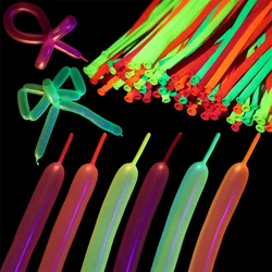 50/100pcs Neon Glow Long Balloons UV Reactive Fluorescent Balloons Magic Balloons 80s 90s Birthday Black Light Party Decorations