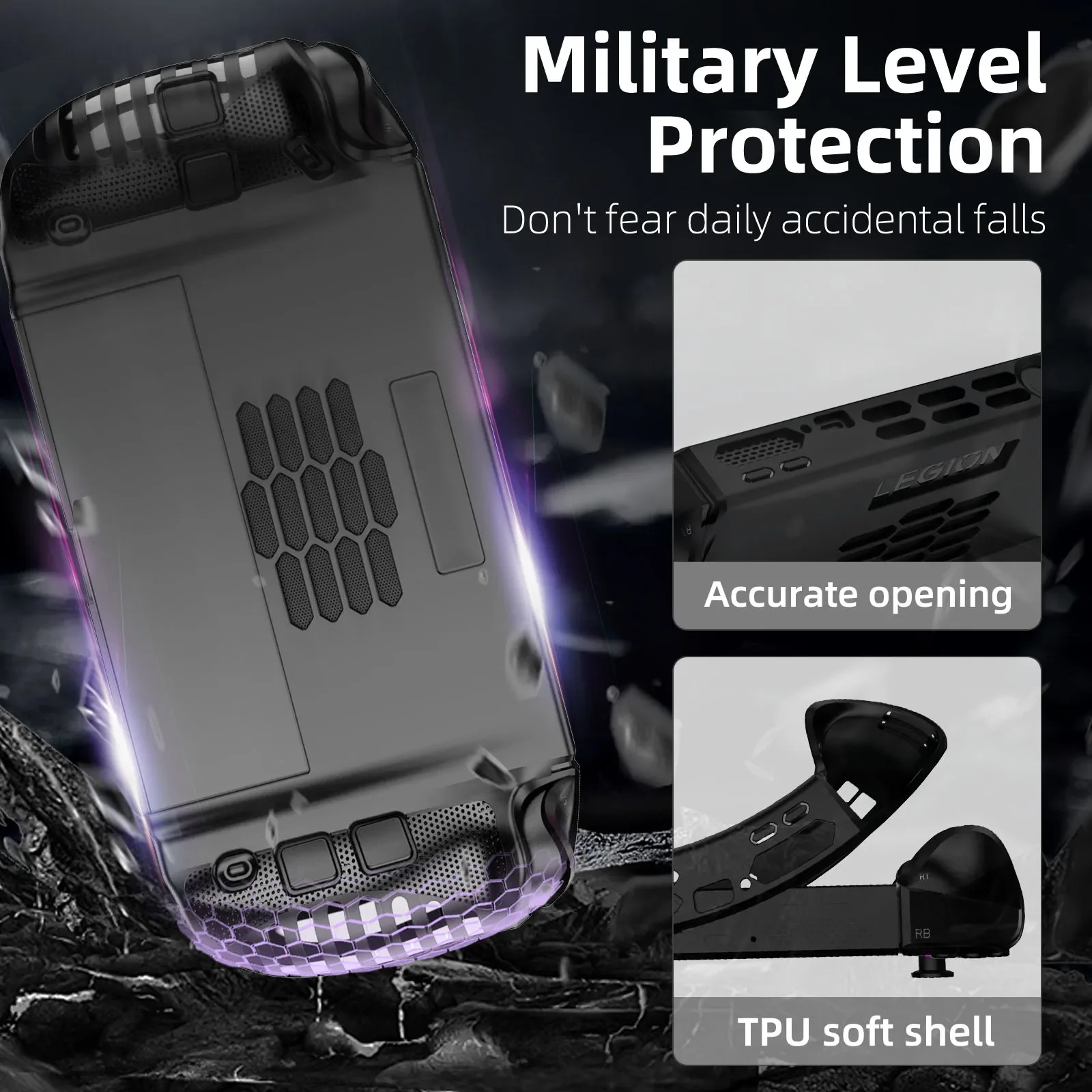 حافظة من مادة TPU لجهاز Lenovo Legion Go 2، غطاء حماية لوحدة التحكم في الألعاب بمقبض مريح مضاد للانزلاق، ملحقات حماية مقاومة للصدمات