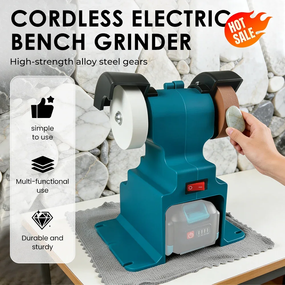 200W Cordless Electric Bench Grinder For Makita 18V Battery Pin ﻿Double Grinder Polishing Grinding Stone Knife