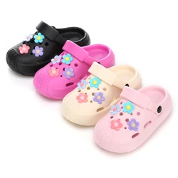 Nieuwe Kinderen Tuinschoenen Eenvoudige Schattige Bloem Strand Sandalen Baby 'S Zomer Slippers Zachte Kids Outdoor Slippers Flip Schoenen