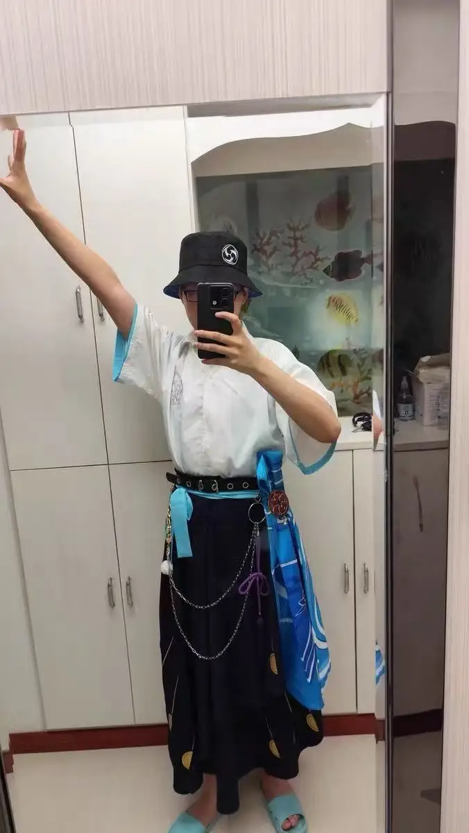 Wanderer Doujin Cosplay Costume Game Genshin Impact DUDU-SR Genshin Scaramouche Wanderer Hat Casual Wear Costume view 3