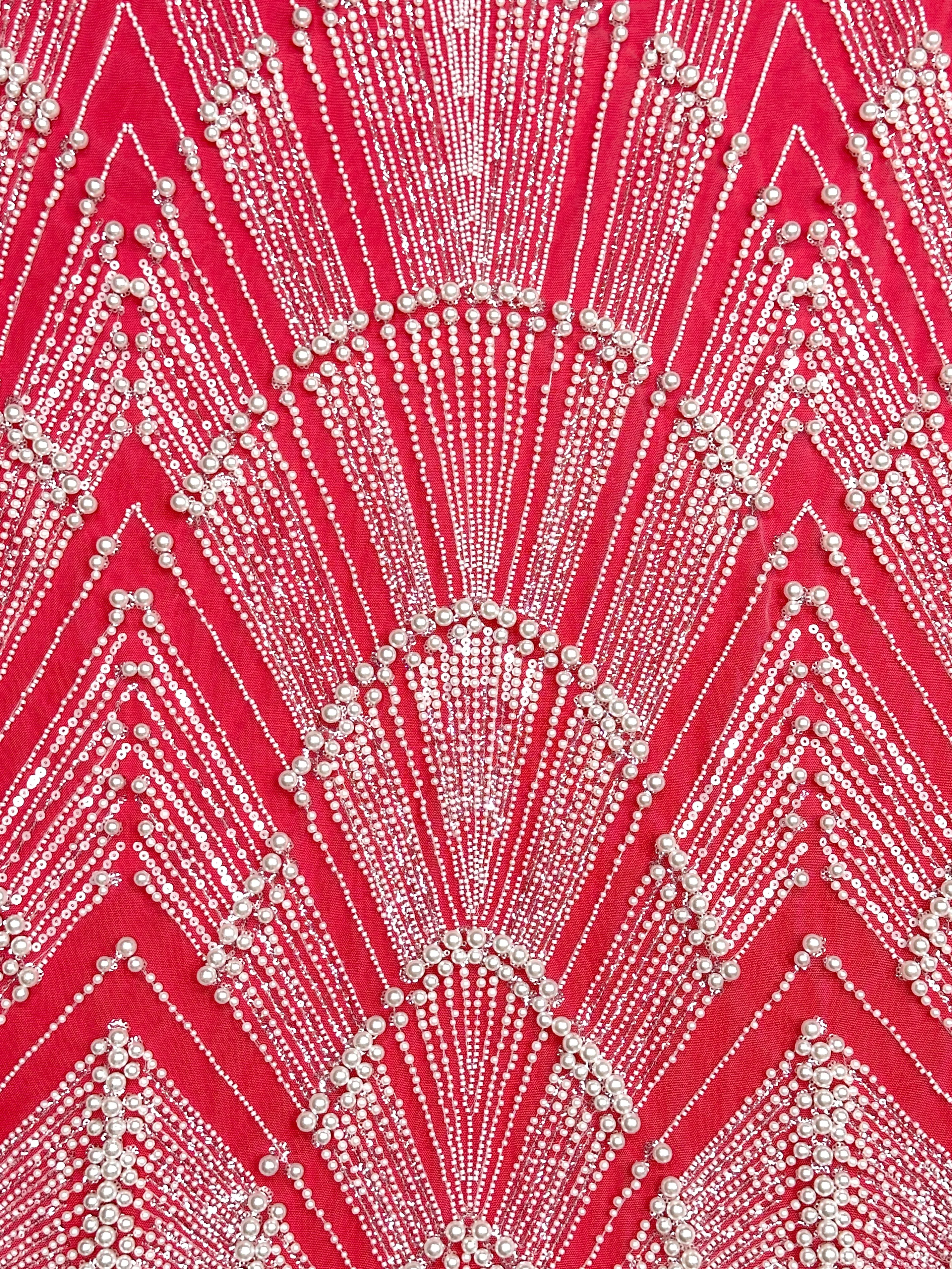 White Color Bridal African Sequins Lace Fabric Heavy Handmade Beaded Nigerian French Tulle Lace Material For Wedding Dress