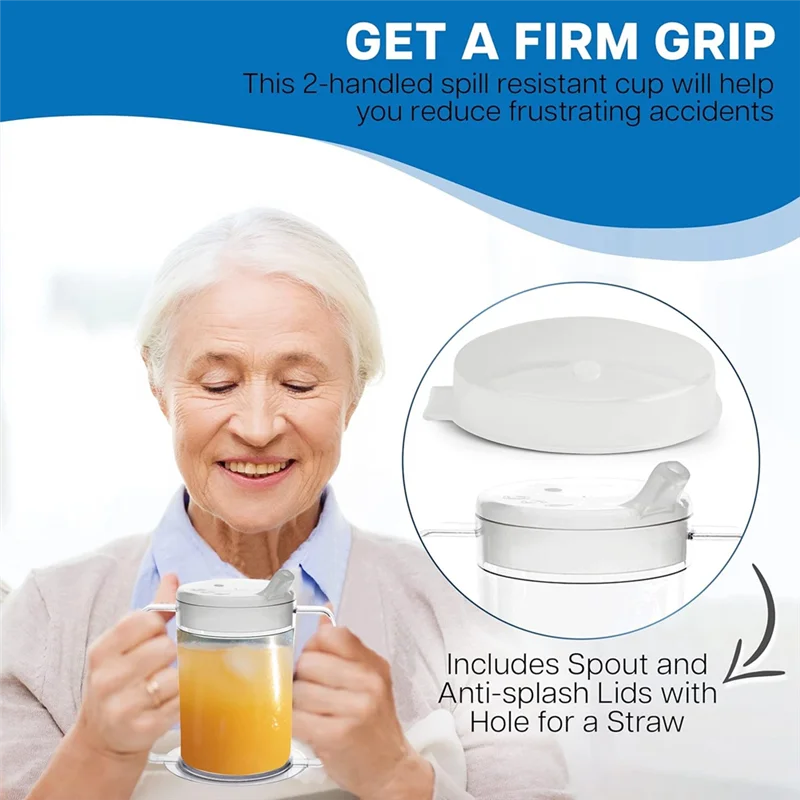 

AT63-Adult Sippy Cup With Handles-12Oz Independence Sip Cups For Adults With Limited Mobility Handicap Cups 3 Pack