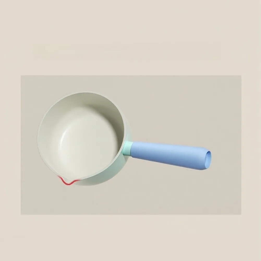 Deep Single Grip Pot For Home Oil Splashing Soup And Daily Kitchen Cooking With Insulated Curved Handle And Flat Bottom