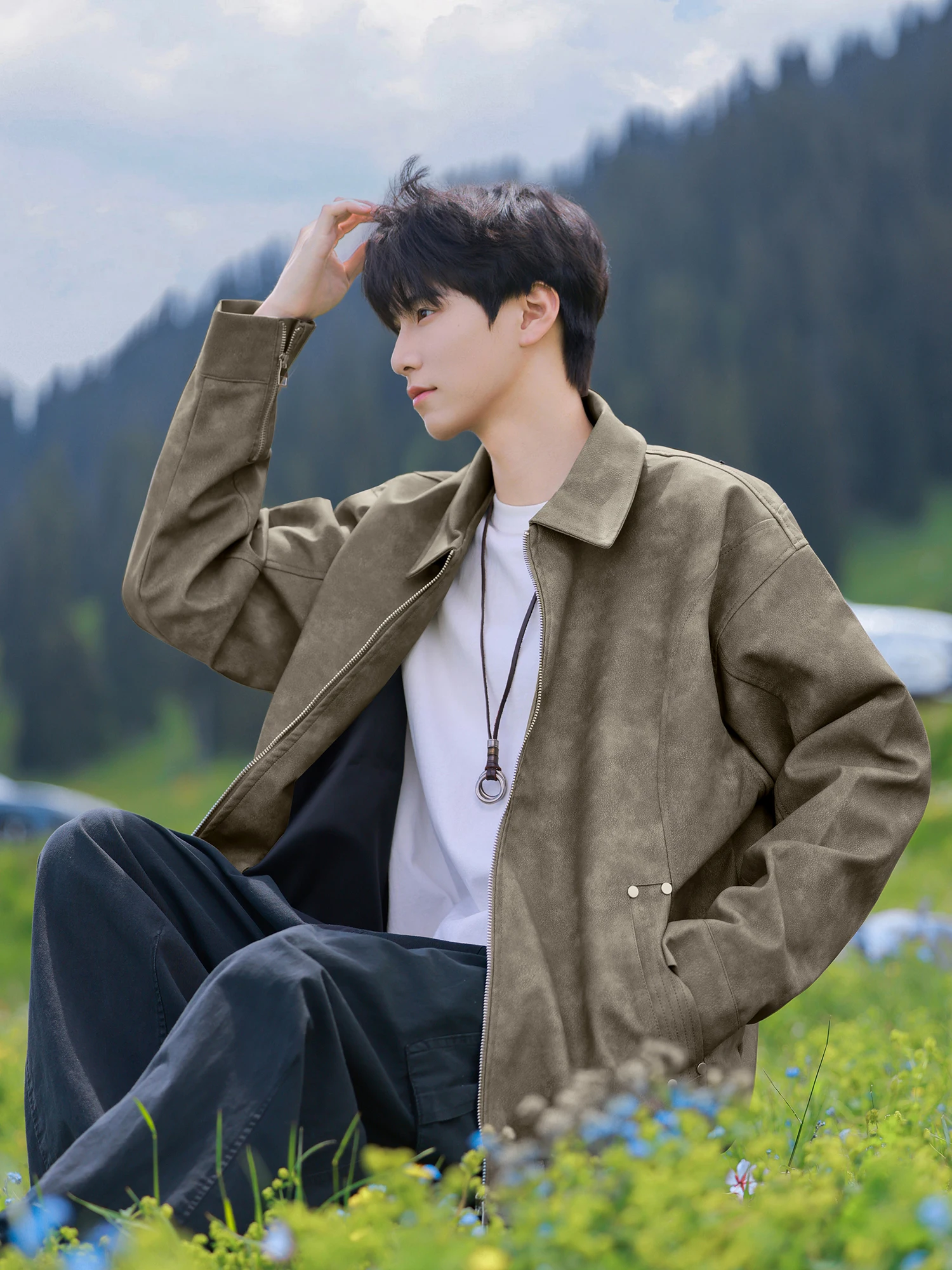 

Винтажное байкерское кожаное джето, мужское весенне-осеннее пальто Sli ort, молодежное пальто, ветрозащитное, из смеси хлопка из полиэстера