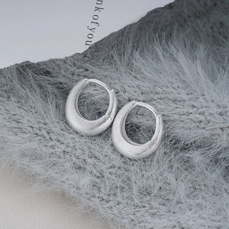 

Minimalist Metal Brushed Hoop Earrings For Women Girl Fashion New Jewelry Accessories Gift Party серьги женские