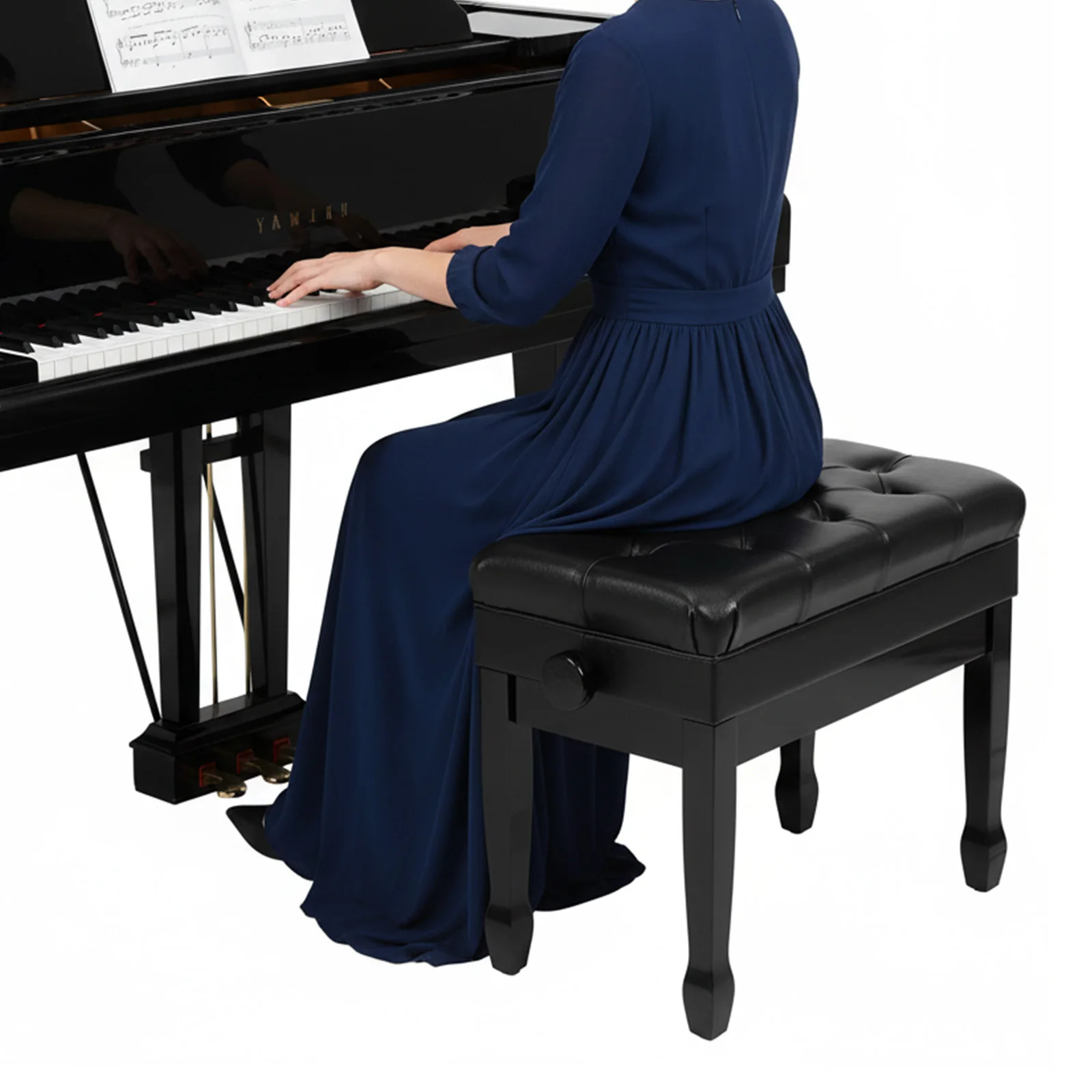 

Heavy Duty Keyboard Piano Seat with Bookcase Multi-Purpose Piano Stool Breathable for Home/Music Room/Classroom