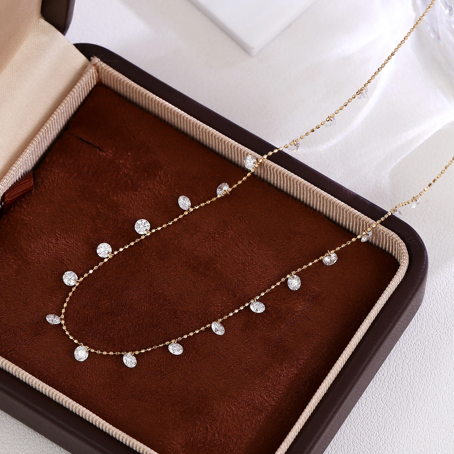 

Provence Minimalist Pendant Necklace 18K Solid Gold Lab diamonds Wedding Necklace for women Anniversary Luxury Christmas Gifts